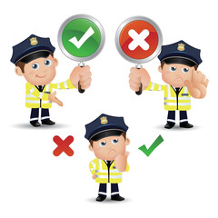 Cute policeman with different poses