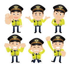 set of policeman characters in different poses