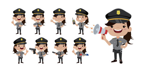 Cute policeman with different poses