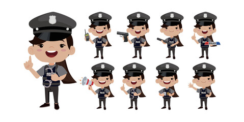 Cute policeman with different poses