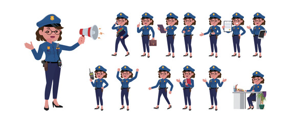 Cute policeman with different poses