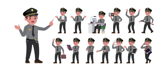 Cute policeman with different poses