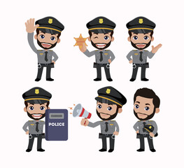 Cute policeman with different poses