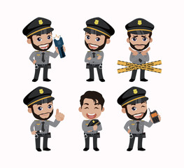 Cute policeman with different poses