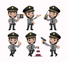 Cute policeman with different poses
