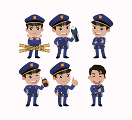 Cute policeman with different poses