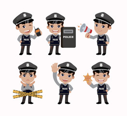 Cute policeman with different poses