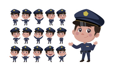 set of policeman characters in different poses