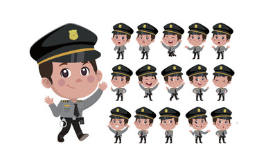 set of policeman characters in different poses