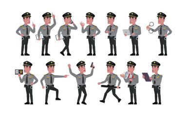 Cute policeman with different poses