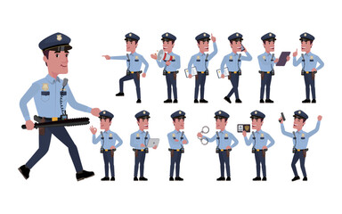 Cute policeman with different poses
