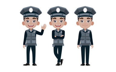 Cute policeman with different poses