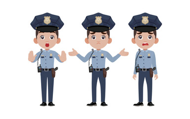 Cute policeman with different poses