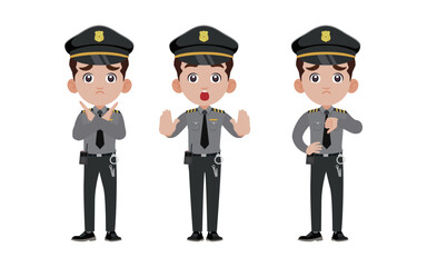 Cute policeman with different poses