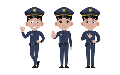 Cute policeman with different poses