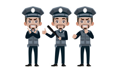 Cute policeman with different poses