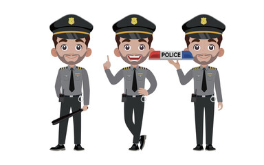 Cute policeman with different poses