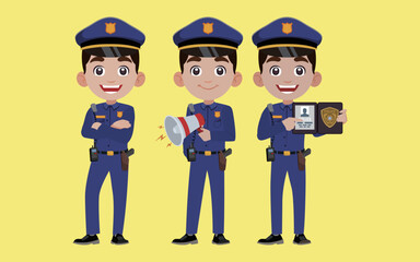 Cute policeman with different poses