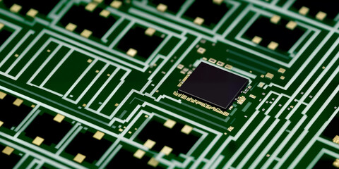Obraz premium Circuit and electronic. Wiring and chips for computer hardware and technology infrastructure. World of technology and tech industry theme backdrop. Generative AI