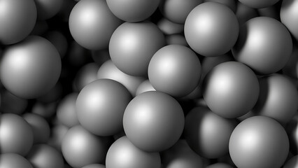Abstract seamless Technology background featuring an array of metallic spheres, including silver orbs and steel balls, creating a futuristic and polished look. Generative AI
