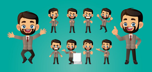 Businessperson with different poses. vector