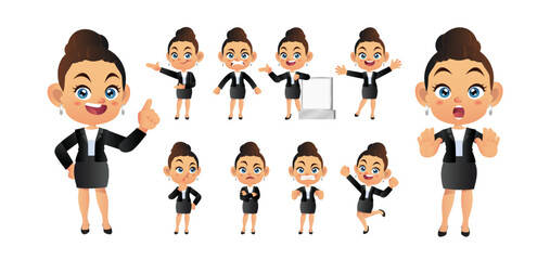 Businessperson with different poses. vector