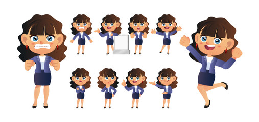 Businessperson with different poses. vector