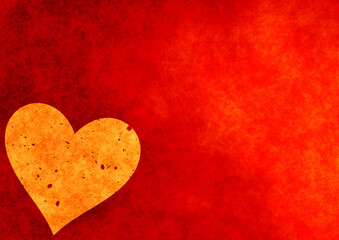 Fototapeta premium Valentine's day background with orange heart illustration