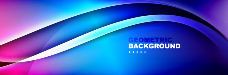 Wavy lines, technology digital template with shadows and lights on gradient background. Trendy simple fluid color gradient abstract background with dynamic wave shadow lines effect