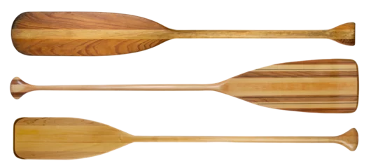 Foto op Canvas three traditional wooden canoe paddles with different shape of blades, transparent background © MarekPhotoDesign.com