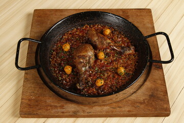 Chicken paella, a dish from Spain