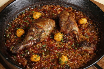 Chicken paella, a dish from Spain