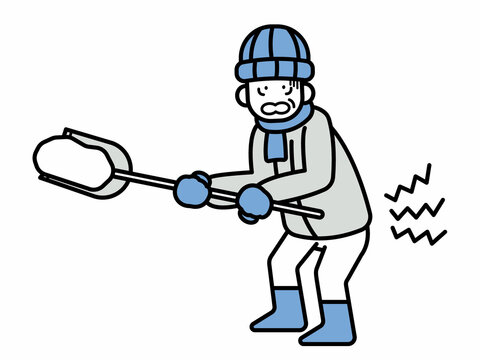 man shoveling snow, blue winter clothes clip art preview