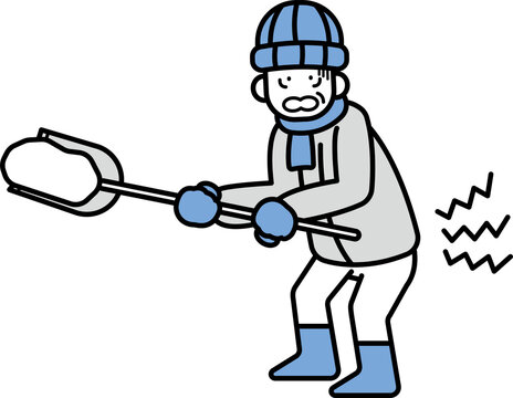 man shoveling snow, blue winter clothes clip art preview