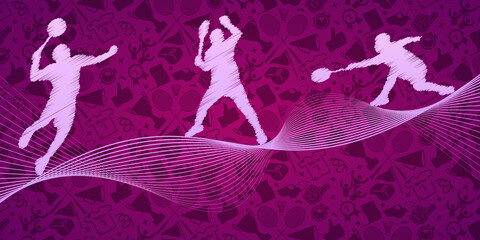 Badminton abstract lines with wave design. Creative sport concept. Art vector graphic for brochures, flyers, presentations, logo, print, website, poster, banner, templates, background, social media.