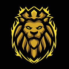 golden lion king mascot design, great for mascot designs, t-shirt designs, posters, etc