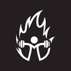Fitness and fire logo vector icon