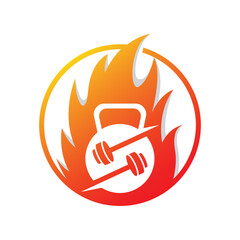 Fitness and fire logo vector icon