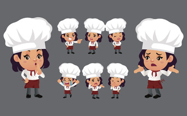 Set of Chef characters in different poses
