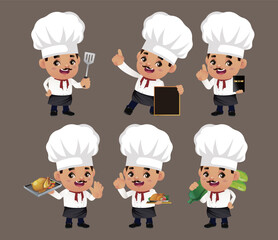 Set of Chef characters in different poses