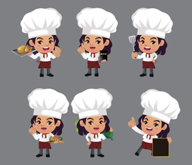 Set of Chef characters in different poses