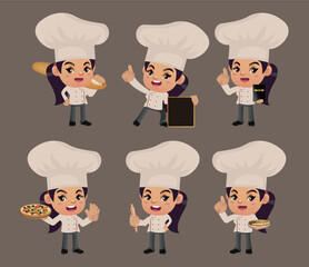 Set of Chef characters in different poses
