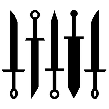 set of black sword weapon collection vector illustration