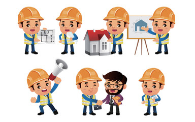 Engineer with different poses