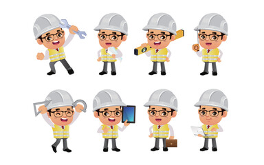 Engineer with different poses