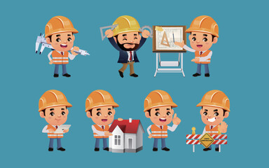 Engineer with different poses