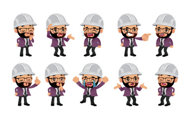 Engineer with different poses