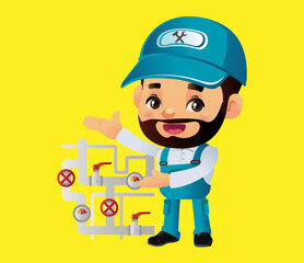 Plumber with different poses