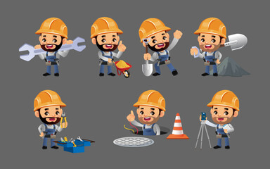 construction worker with different poses