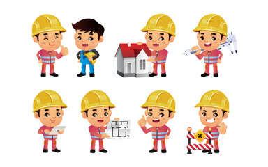 construction worker with different poses